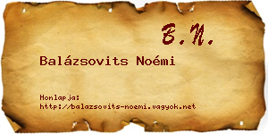 Balázsovits Noémi névjegykártya